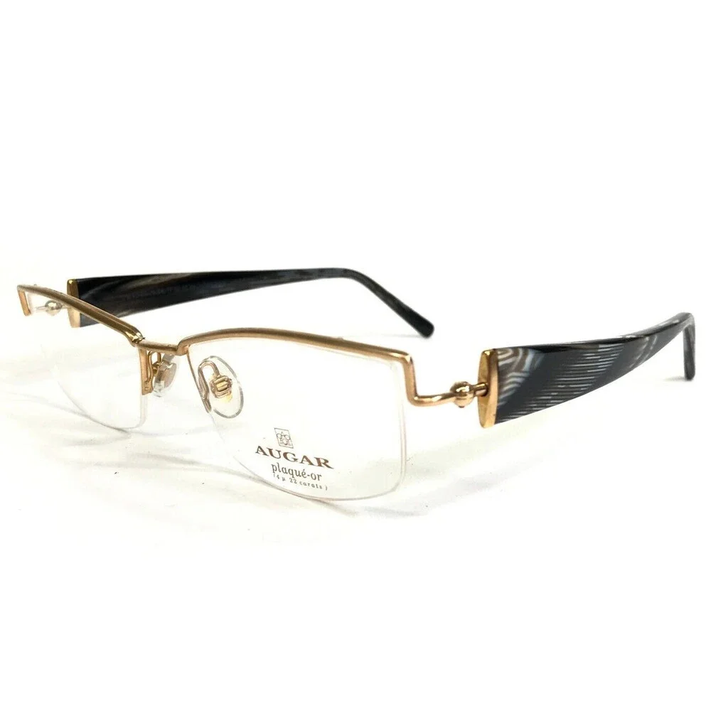 Augar Eyeglasses Frames FP163 CHAMPAGNE Gold Black Gray 22KT GP Plated 52-18-130